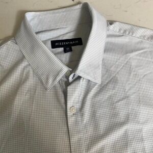 Mizzen+Main Trim Fit Dress Shirt XXL White Gray‎ Dot Pattern Long Sleeve